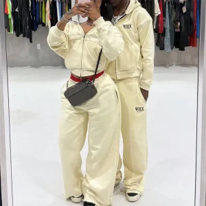 Streetwear Custom Oversized Men’s Cotton Casual Baggy Zip up Tracksuit Sweatsuits Unisex Sweatpants and Hoodie Set