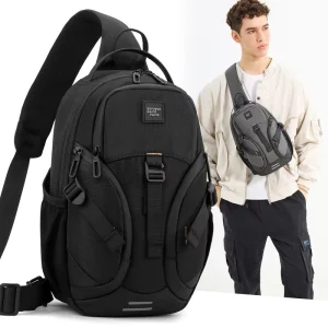 Stylish Business Style Men’s Large Capacity Cross body Bag Single Shoulder Waist Bag Waterproof Commuting Travel Chest Bags