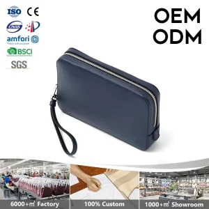 Stylish Genuine Leather Men’s Clutch Bag Wrist Strap Embossed Logo Waterproof Portable Fashion Summer Daily Business Clutch Bag