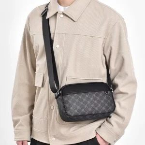 Stylish Geometric Print Men’s Crossbody Sling Bag Waterproof PVC for Travel Gym & Daily Commute Lightweight