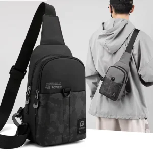 Stylish Men’s Cross body Bag Single Shoulder Male Bag Waterproof Outdoor Daily Messenger Bag Multi Function Waist Bag