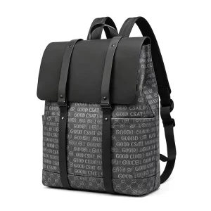 Stylish Premium PU Vegan Leather Custom Printed Waterproof Large Capacity Travel Backpack with Polyester Lining for Men