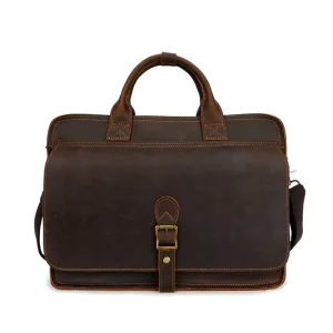 Stylish Shoulder Bag 15′ Laptop Retro Genuine Cow Men Crazy Horse Leather Business Bag Leather Briefcase