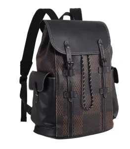 Stylish Vintage Style Anti-Theft Backpack Waterproof PU Leather with Nylon Lining Zipper for Men’s Business Travel Bag