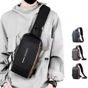Stylish Waterproof Motorcycle Anti theft Chest Bag USB Men’s Multi function Crossbody Bag Men’s Chest Bag