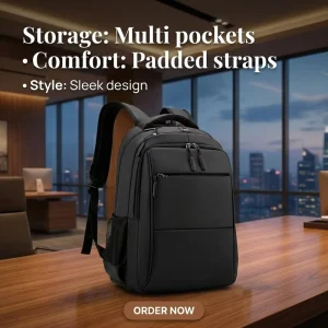 Stylish Waterproof PU Coated Oxford Multifunctional USB Charging Zipper Men’s Daily Commuting Laptop Backpack