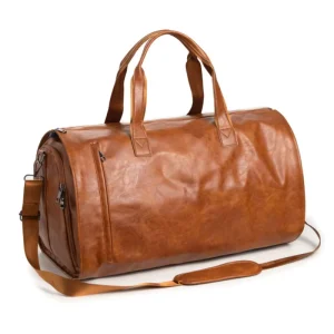 Suit Travel Bag Waterproof Luggage Bag Shoe Bin PU Duffel Shoulder Strap Men’s Clothing Suit Organizer Fitness Overnight Bag