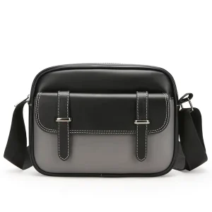 Summer Casual Men’s Shoulder Bag Trendy Waterproof PU Crossbody Bag Multi Compartment Burden Reduction Stowable for Outdoor