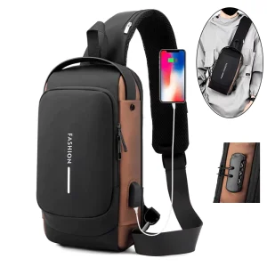 Summer Fashion Waterproof USB Men CrossBody Sling Bag Anti Theft Chest Shoulder Bag Made Durable Bag