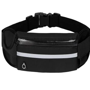 Sweatproof Waist Bag Adjustable Reflective Strips Headphone Jack Material String Closure Running Outdoor