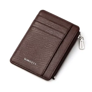 TAOMICMIC Men’s Card Bag RFID Anti theft Brush Thin Purse Zipper Men’s Small Card Clip
