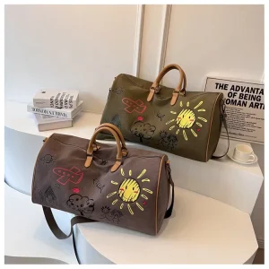 TB01 Large Capacity Travel Bag Graffiti Tote Lightweight Sports Fitness Bag New Fashion Handbags Lady Canvas Duffel Bags La