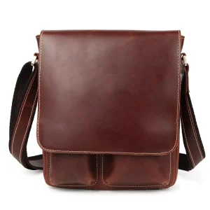 TIDING Vintage Men’s Genuine Leather Oil Wax Crossbody Messenger Shoulder Bag Custom Logo Own Brand Design