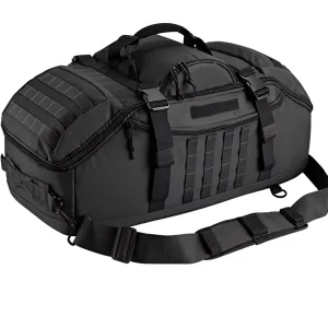 Tactical 55L Polyester Duffle Bag 3 in 1 Tactical Backpack With Zipper Closure Storage Pack For Outdoor Black Sports Gym Bag