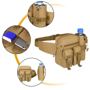 Tactical Men’s Waterproof Nylon Waist Chest Bag with Adjustable Shoulder Strap for Hiking Outdoor Camping Sport