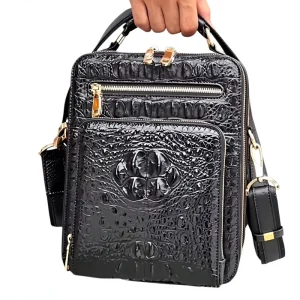Thailand Crocodile Leather Men’s Crossbody Bag Genuine Leather Lining Fashion Trendy Casual Single Shoulder Business Handbag