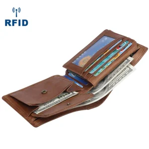 Top Grain Genuine Leather RFID Male Wallet Men’s Clutch Bag