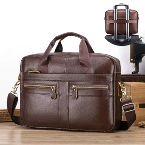 Top Layer Cowhide Briefcase Men Leather Men Bag Retro Handbag Shoulder Crossbody Bag Laptop Bag Briefcase Messenger Bag