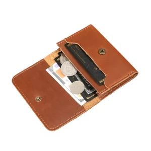 Top Sales Men’s Vintage Genuine Leather Wallet Blocking Anti Theft Card Holder Short Length with Open Closure
