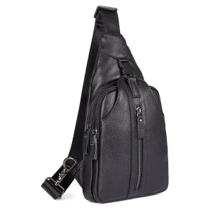 Top-layer Cowhide Men’s Genuine Leather Chest Bag Outdoor Casual Sports Men’s Crossbody Bag Shoulder Bag Chest Bag