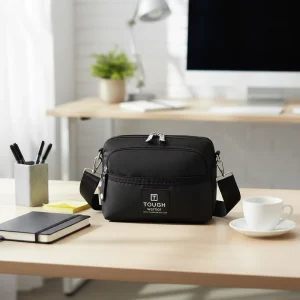 Tough Black Waterproof Men’s Outdoor Crossbody Bag with Zipper