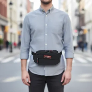 Tough Durable Polyester Box Shape Men’s Waterproof Zipper Single Shoulder Crossbody Outdoor Waist Bag