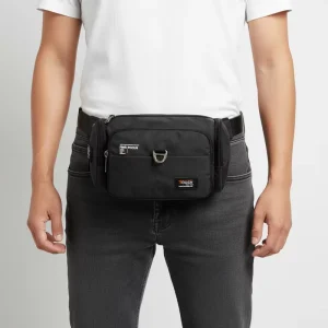 Tough Men’s Waist Bag Guangzhou Made High Quality Fashion Design with Multiple Zippered Compartments Customizable