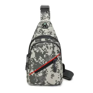 Travel Camouflage Headphone Jack Crossbody Usb Fashion Leisure Shoulder Sling Running Walking Men’s Chest Bag Outdoor Zipper