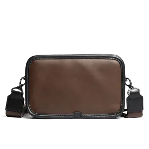 Travel Casual Brown PU Leather Mobile Phone Crossbody Chest Sling Shoulder Messenger Bag for Women Men