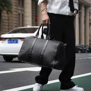 Travel Men Fashion Large Leather Trolley Waterproof Sports Gym Duffel Bags Weekender Bag