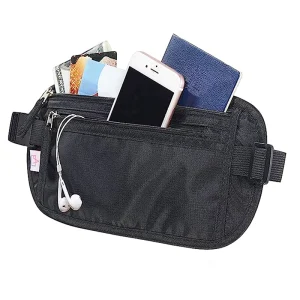 Travel Money Belt Waist Wallet RFID Blocking Passport Holder for Men Women Anti-theft Phone Pouch Belt