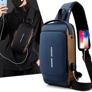 Trending New Fashion Waterproof Men’s Chest Bag with USB Anti Theft Sports Men’s Messenger Bags Sacoche Homme