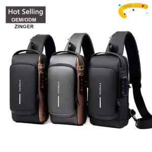 Trending Waterproof Anti Theft Men’s Sling Chest Bags With USB Multi function Travel Men’s Messenger Cross Body Bag For Men
