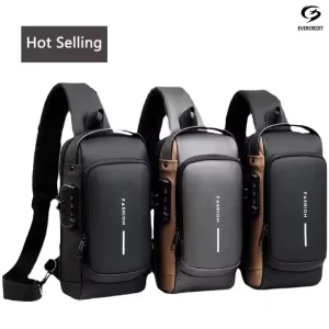Trending Waterproof Anti Theft Men’s Sling Chest Bags with Usb Multi-function Travel Men’s Messenger Cross Body Bag for Men