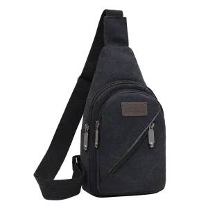 Trendy Canvas Men’s Chest Crossbody Bag Casual Lightweight Single Shoulder Waist Sling Backpack