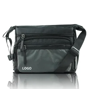 Trendy Men’s Waterproof Casual Crossbody Shoulder Bag with Custom Logo Decoration for Summer Daily Business and Travel
