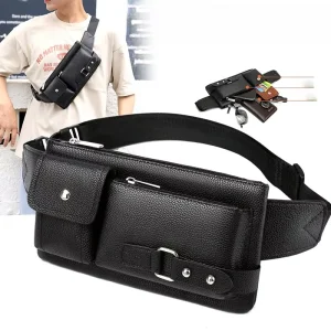 Trendy PU Leather Shoulder Bags Vintage Sports Tactical Men’s Waist Bag Custom Fashion Waterproof Chest Bags