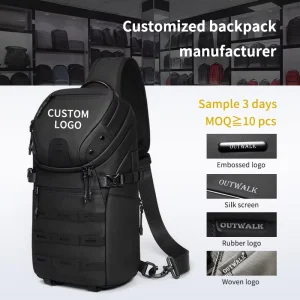 Trendy Stylish Daily Small Size Men’s Chest Bag with Multi Compartment USB Charging Port Waterproof 12.9 Inch Men’s Single Bag