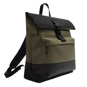 Trendy Vintage Men’s Backpack with Custom Logo Versatile Waterproof PU Laptop Bag for School Leisure Travel Polyester Lining