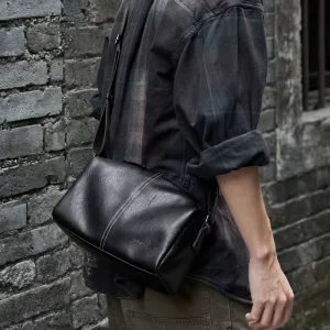 Trendy Vintage PU Zipper Messenger Bag Waterproof Crossbody for Men Custom Anti-Theft Travel School Sling Bags