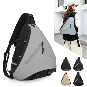 Triangle Vintage Sling Bag Multi-Pocket Casual Sports Outdoor Waterproof Chest Pack Large Capacity Crossbody Bag