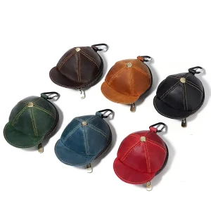 Triangle Zipper Coin Purse With Portable Clasp Crazy Horse Cowhide Unisex Vintage Leather Small Handmade Mini Wallet