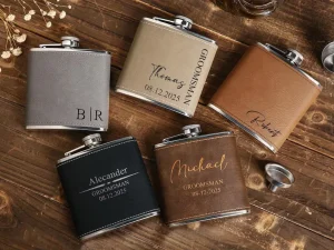 USA Stock Whiskey Alcohol Flask Stainless Steel Flagon Leather Whiskey Wine Drinker Tour Liquor Drinkware Wine Cup Set For Man