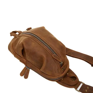 Ultra Light Retro Crazy Horse Leather Chest Bag Men’s Hand-made Genuine Cowhide Top Layer One-shoulder Crossbody Design