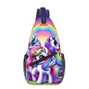 Unicorn Print Small Chest Bag Men’s and Women’s 2D Cartoon Large Capacity Outdoor Sports Leisure Fashion