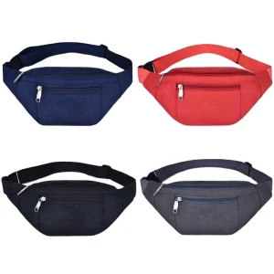 Unisex 1201B Custom Water Proof Canvas Waist Bag Men’s Sports Fanny Pack Women’s Running Bag Zipper Black Print Fashionable Logo