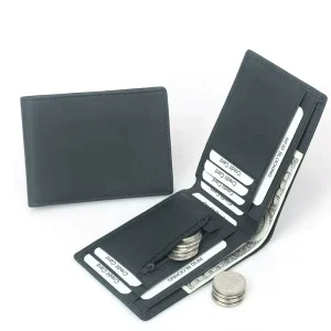 Unisex Anti-Theft Wallet Korean Natural Leather Open Short Polyester Lining Card Bag RFID Blocking