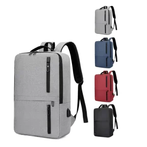Unisex Business Laptop Backpack Large Capacity Oxford Recycled USB Charging Port Zipper Polyester Lining Anti-Theft