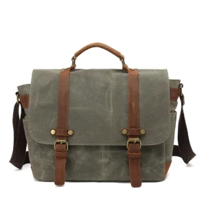 Unisex Business Messenger Backpack Vintage Canvas String Closure Fashion Retro Casual Office Travel Bag