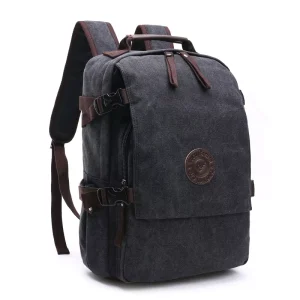 Unisex Exquisite Canvas Laptop Backpack Vintage Style School Bags Set Zipper Closure Waterproof Anti Theft Guys Girls Travel